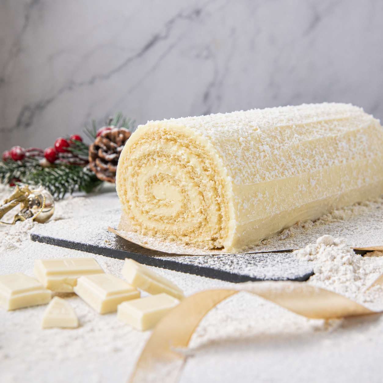 White Chocolate & Coconut Yule Log