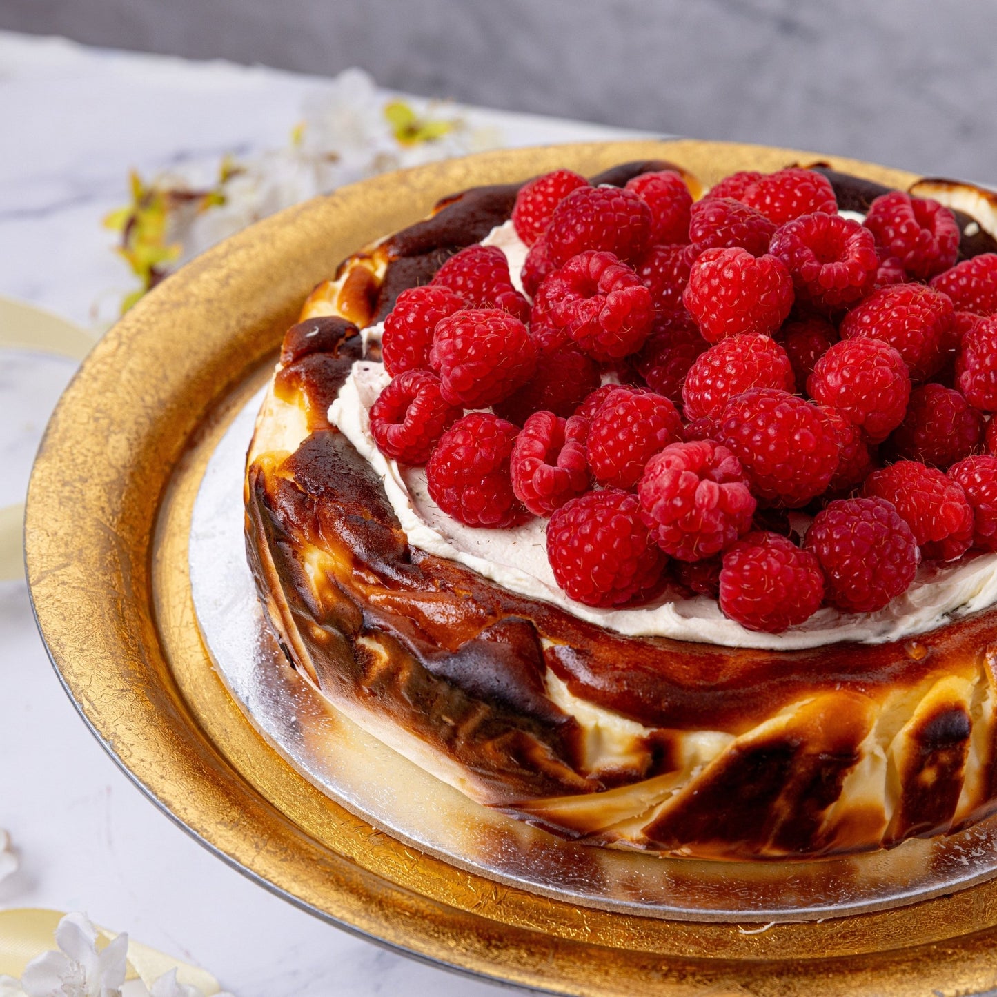 Raspberry Topped Basque Cheesecake - Jack and Beyond