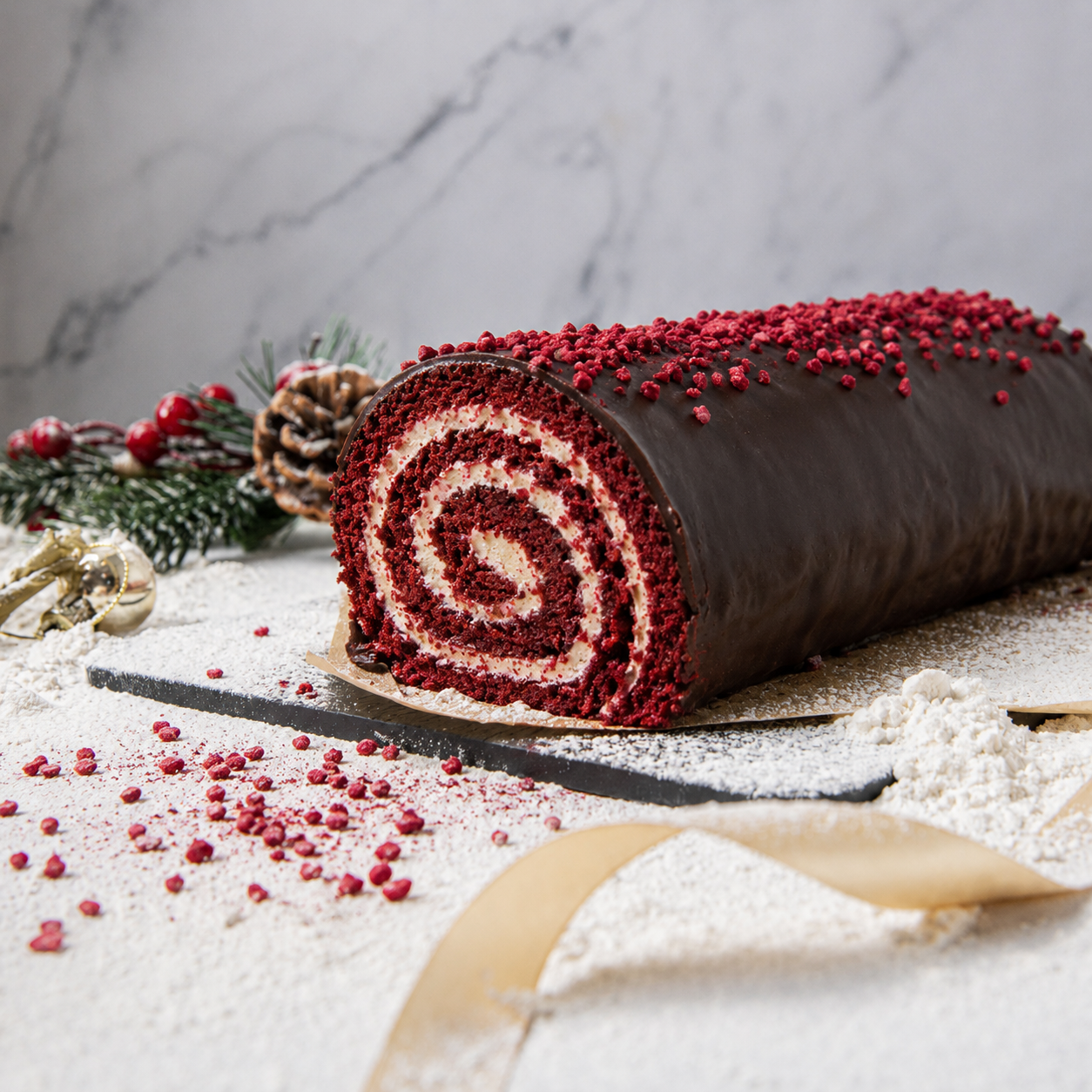Red Velvet Yule Log