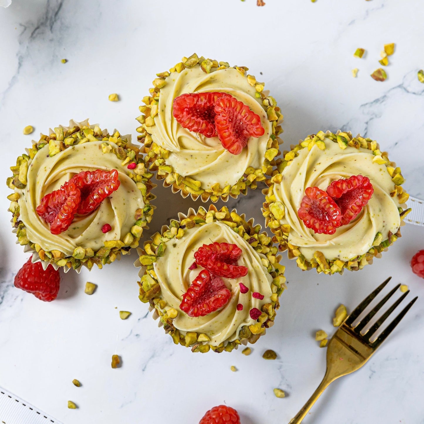 Pistachio & Raspberry Cupcakes - Jack and Beyond