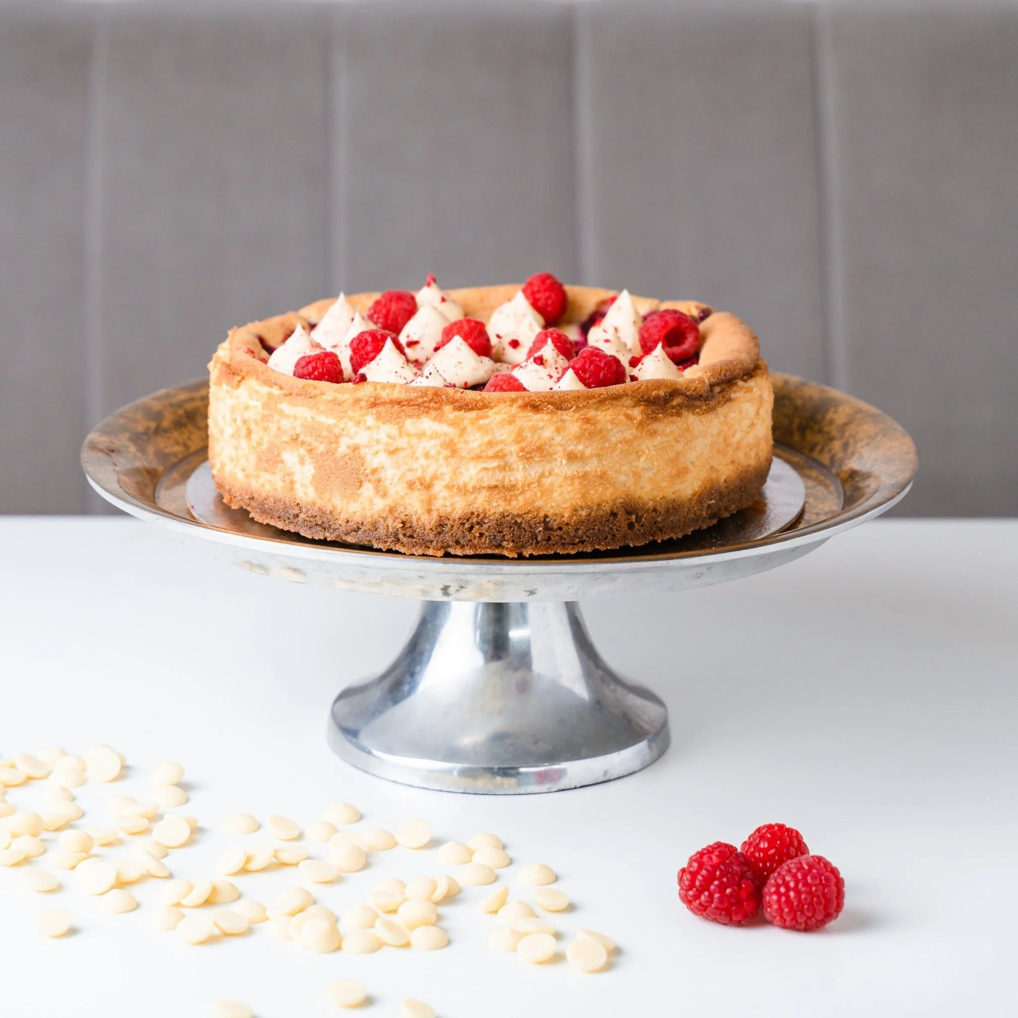 Are there fresh raspberries inside the cheesecake?