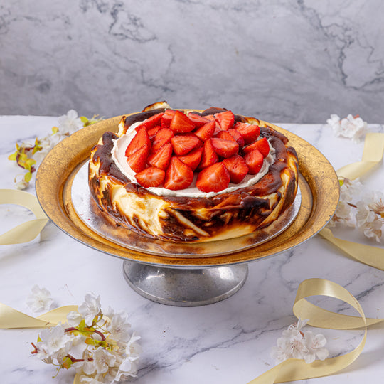 Personalised Strawberry Topped Basque Cheesecake