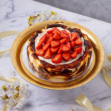 Strawberry Topped Basque Cheesecake
