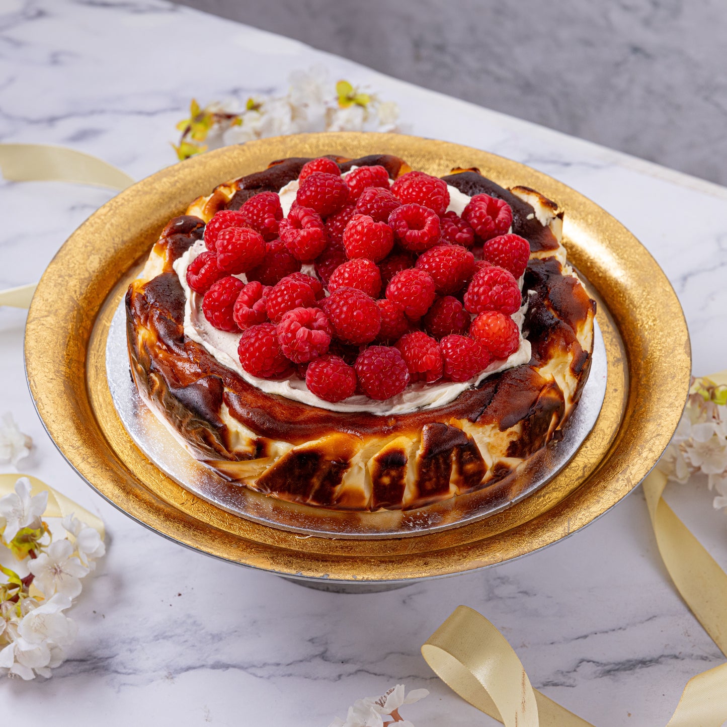 Raspberry Topped Basque Cheesecake