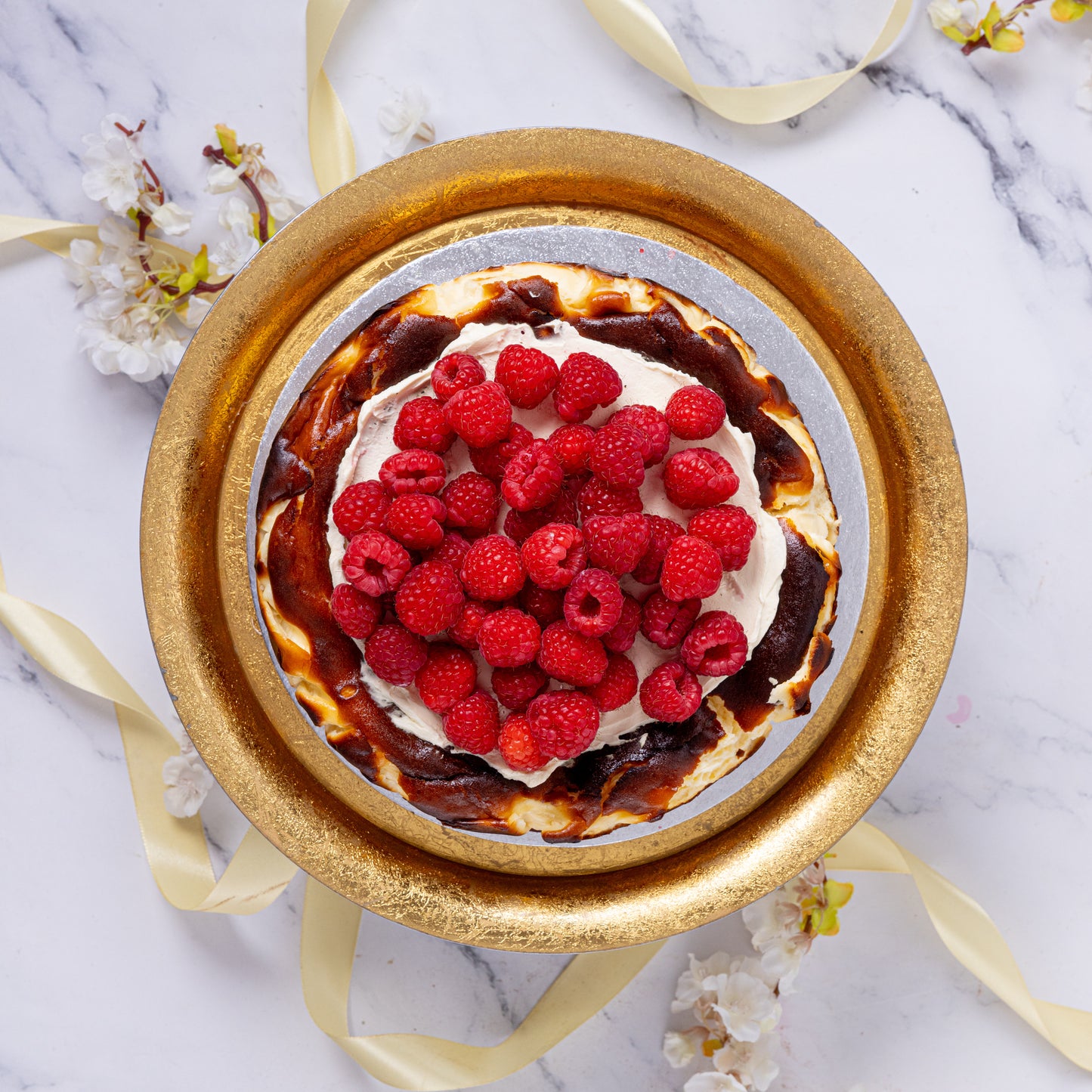 Raspberry Topped Basque Cheesecake