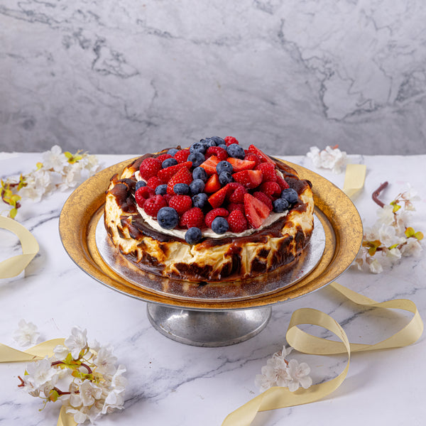 Mixed Berry Topped Basque Cheesecake