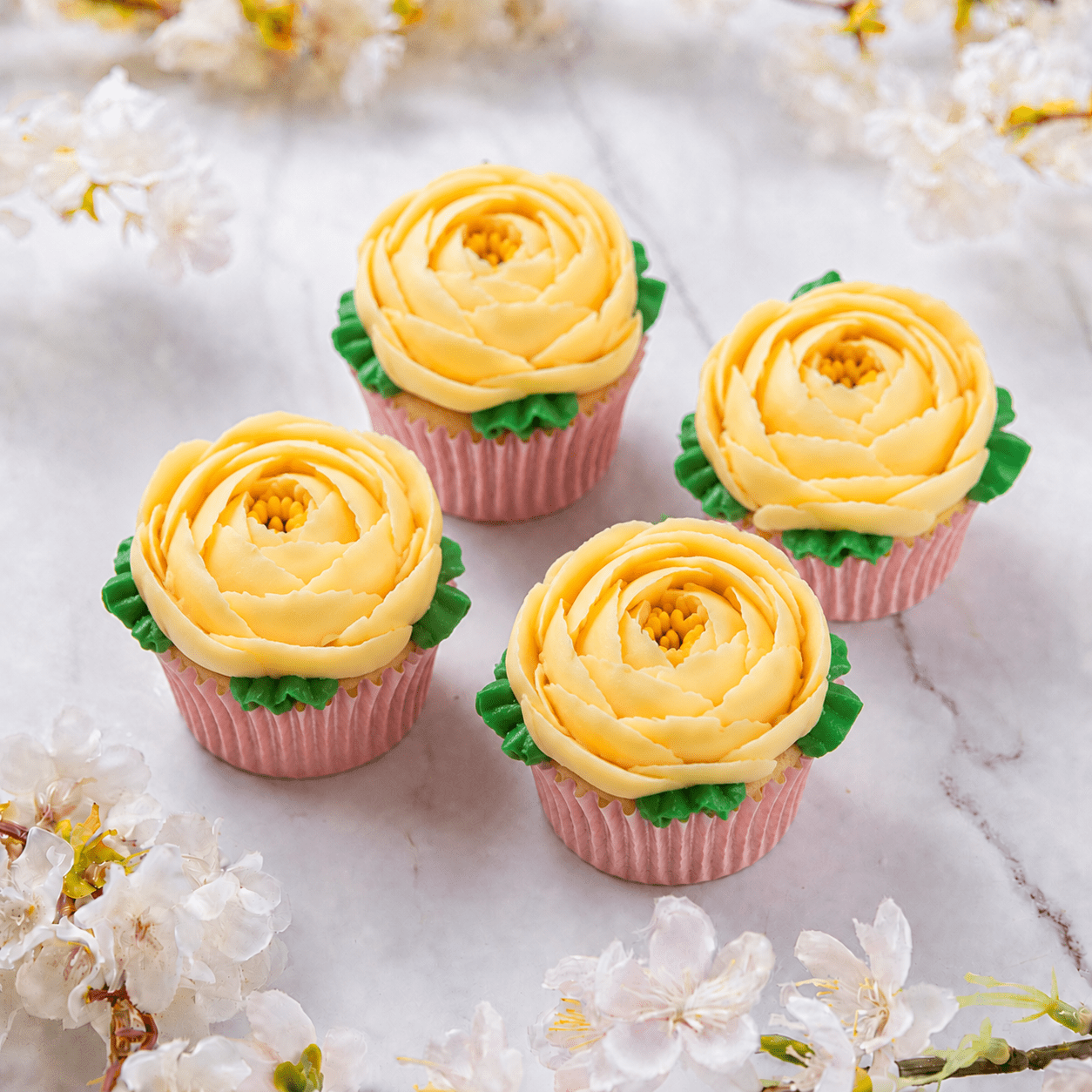 Ivory Peony Cupcakes - Jack and Beyond