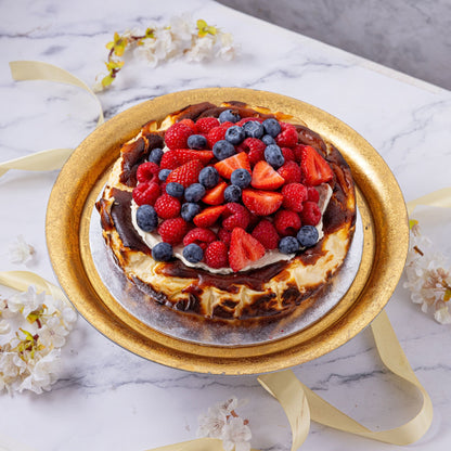 Mixed Berry Topped Basque Cheesecake - Jack and Beyond