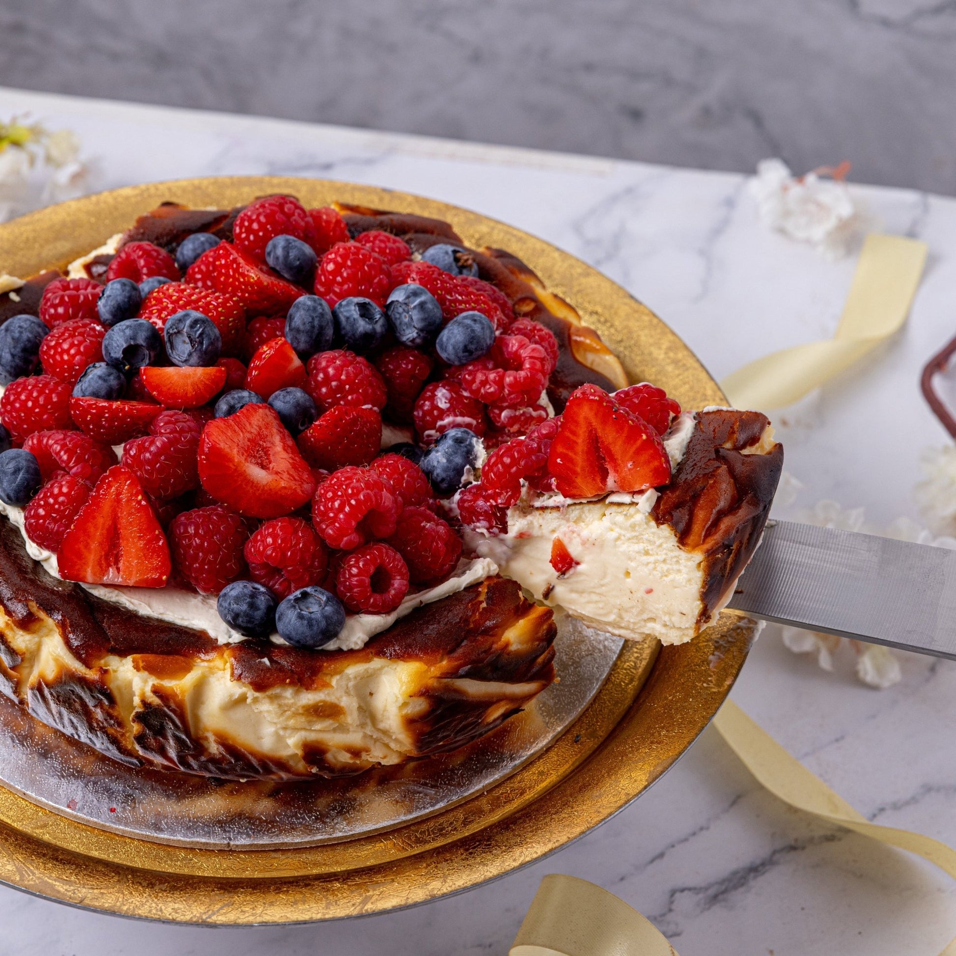 Mixed Berry Topped Basque Cheesecake - Jack and Beyond