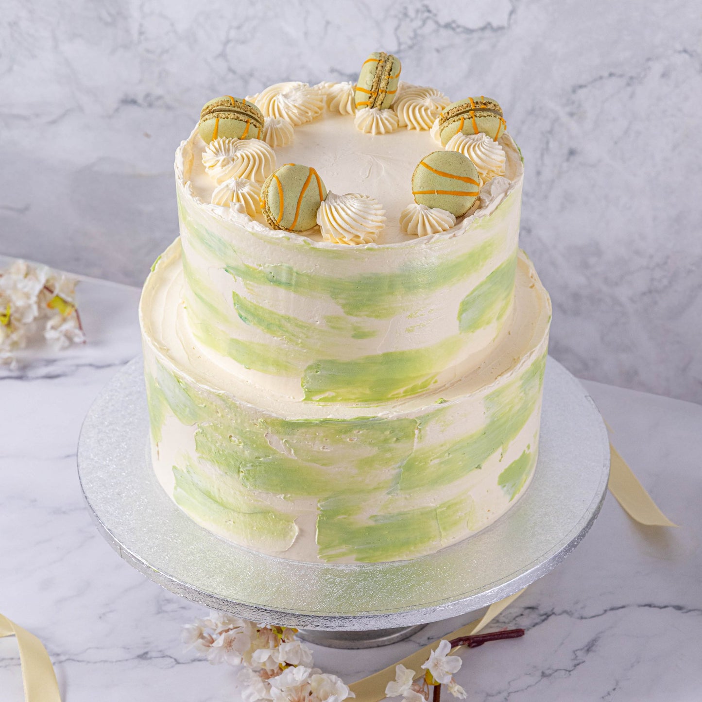 Ombré Buttercream & Macarons Wedding Cake - Jack and Beyond