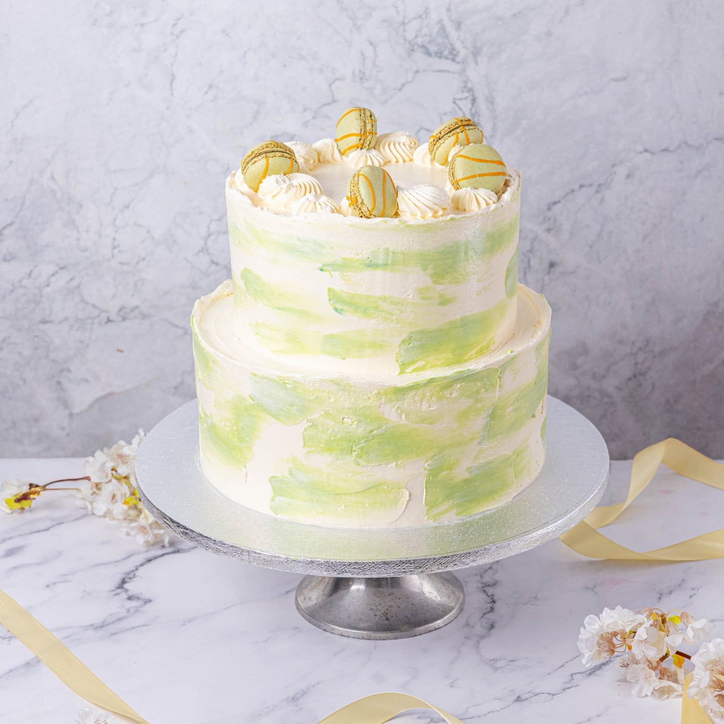 Ombré Buttercream & Macarons Wedding Cake - Jack and Beyond