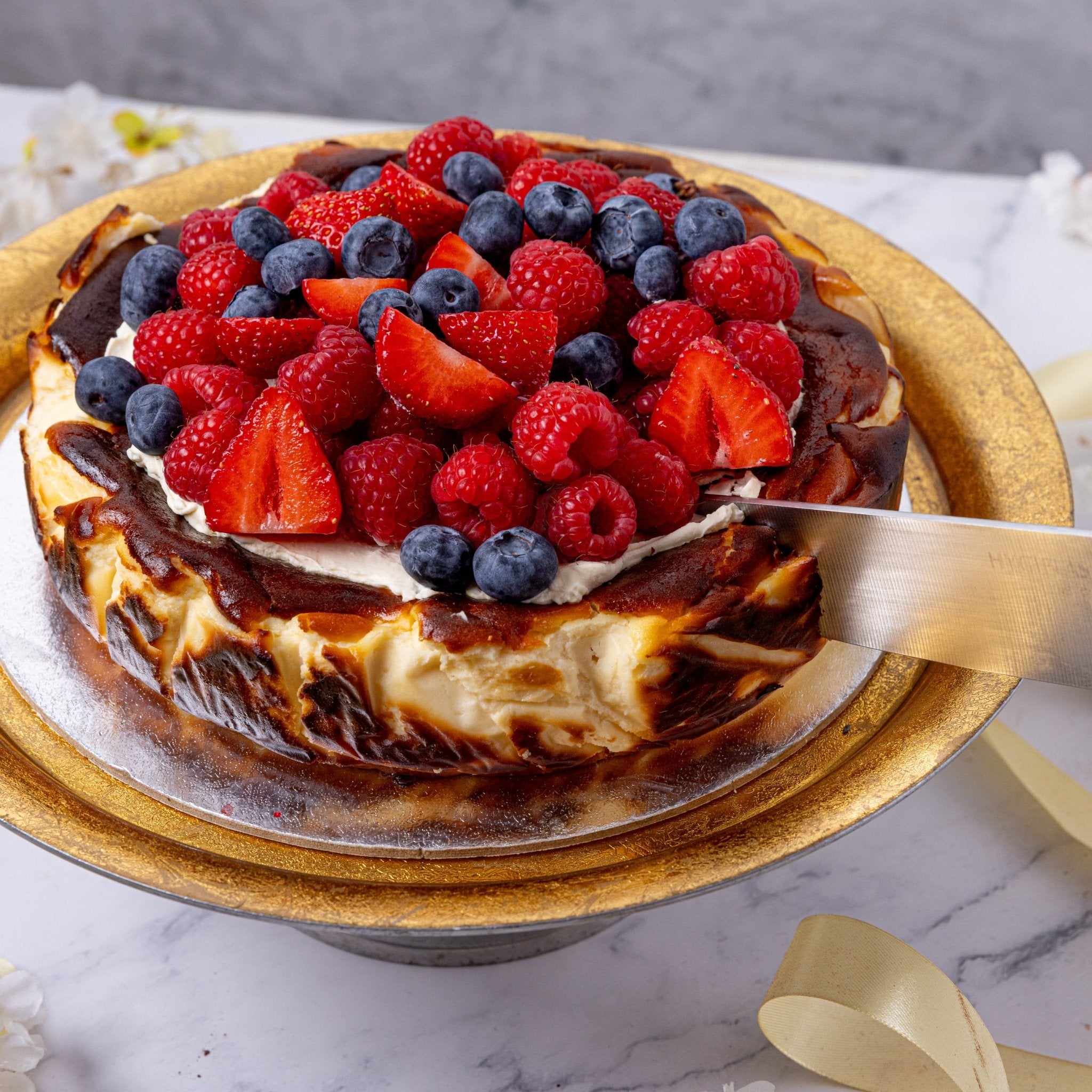 Personalised Mixed Berry Topped Basque Cheesecake - Jack and Beyond