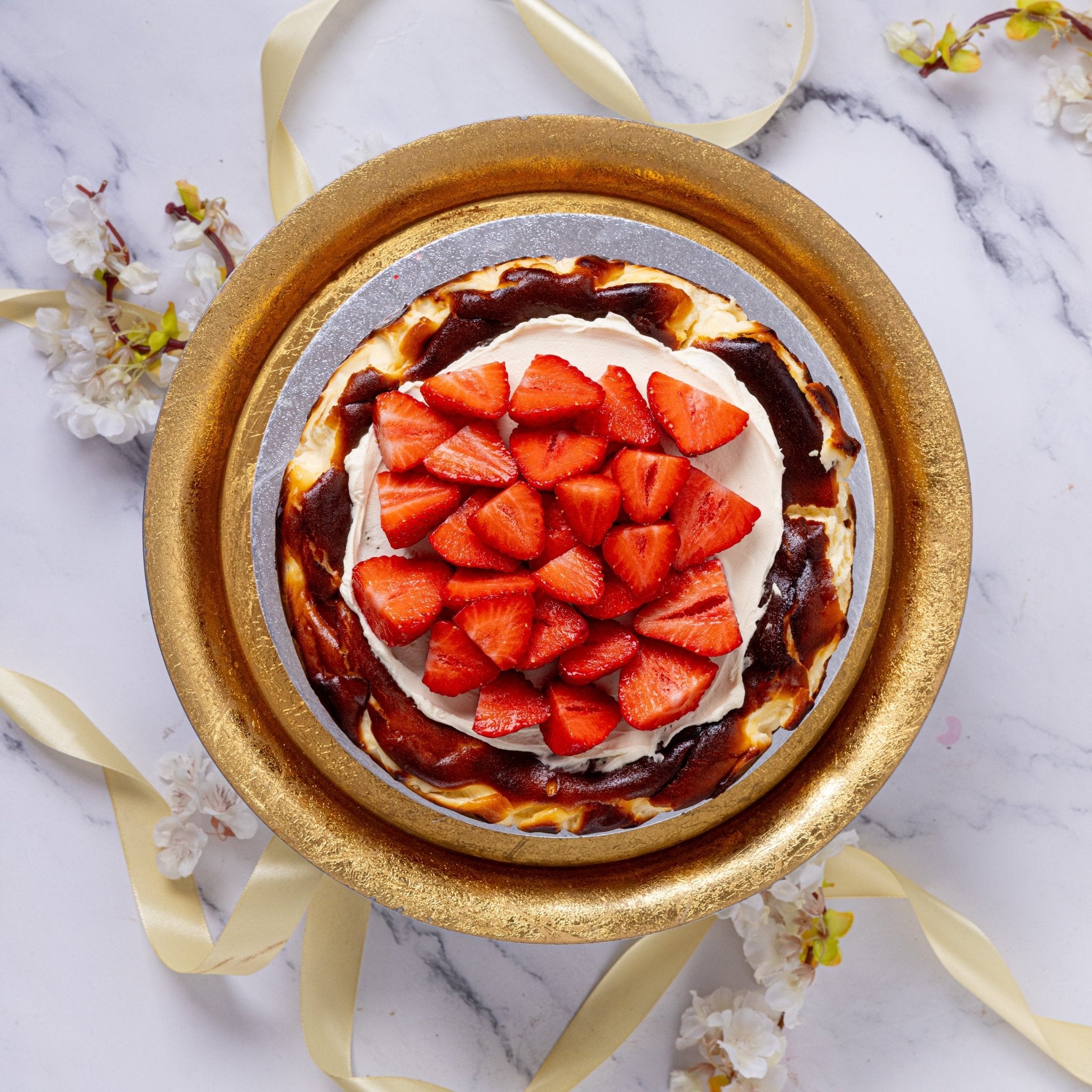 Personalised Strawberry Topped Basque Cheesecake - Jack and Beyond