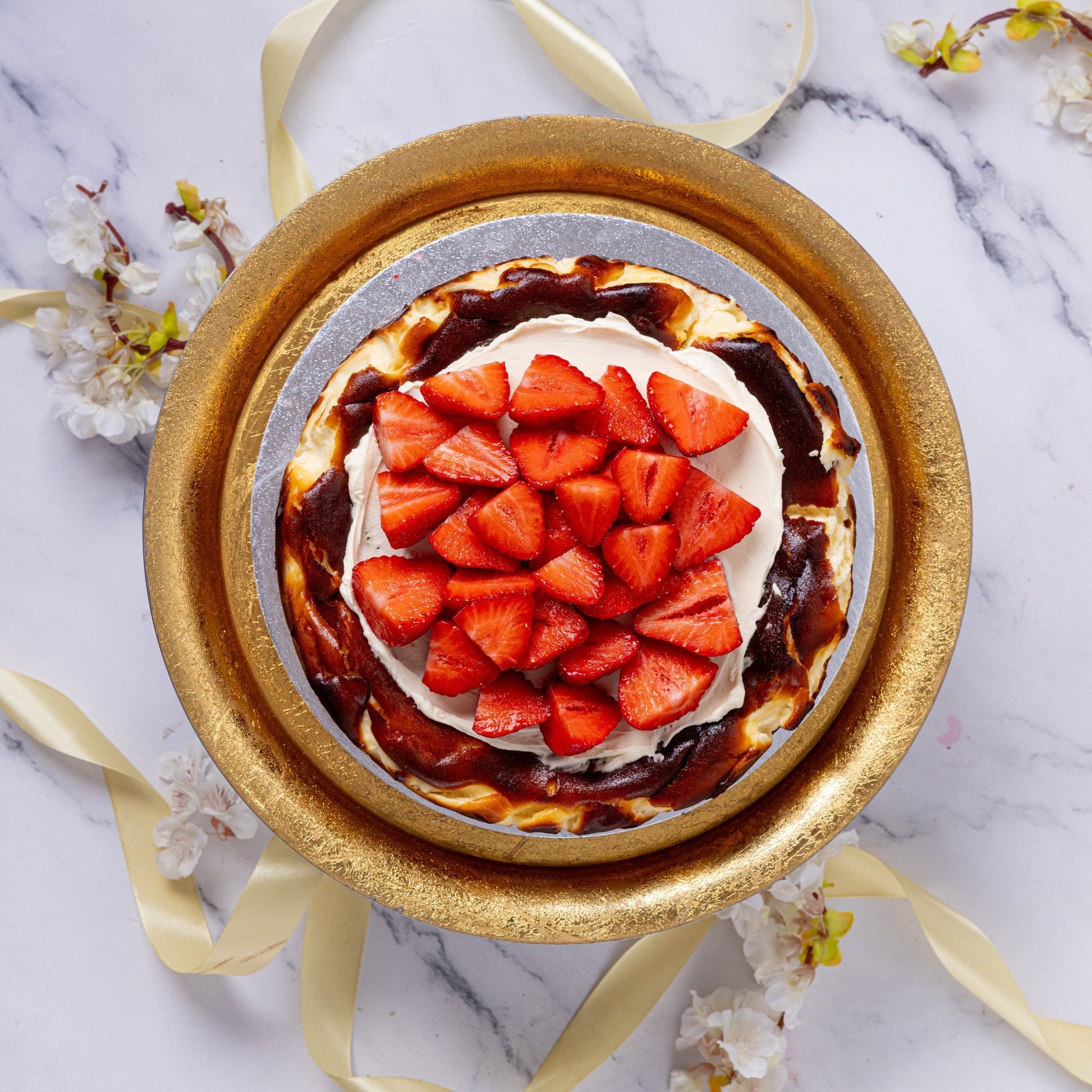 Personalised Strawberry Topped Basque Cheesecake - Jack and Beyond
