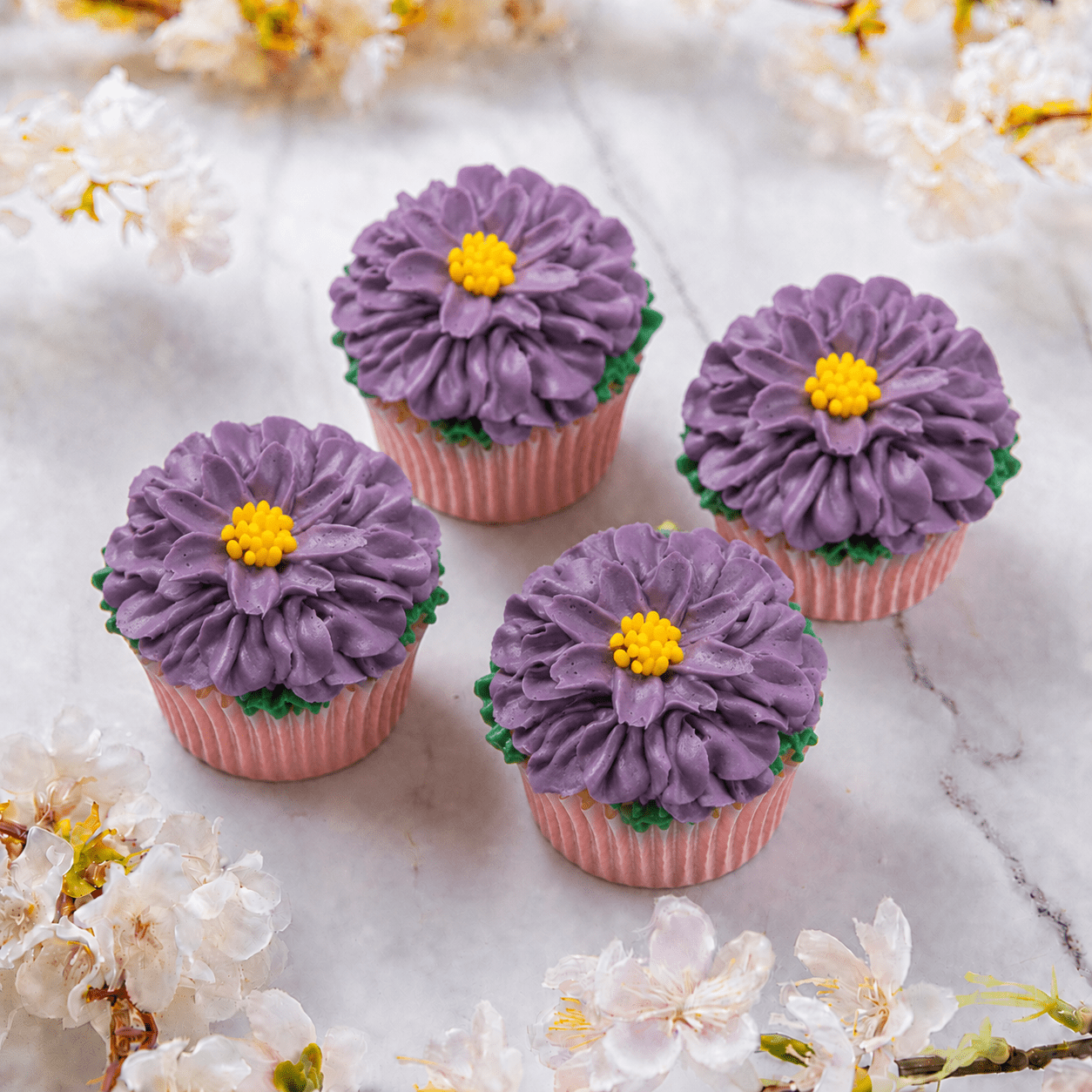 Purple Cosmos Cupcakes - Jack and Beyond