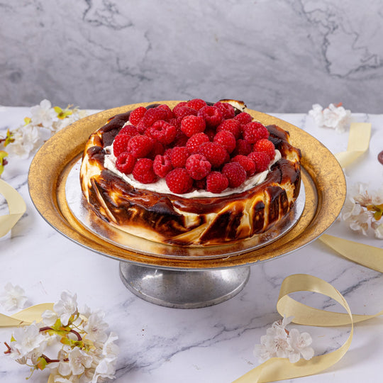 Personalised Raspberry Topped Basque Cheesecake