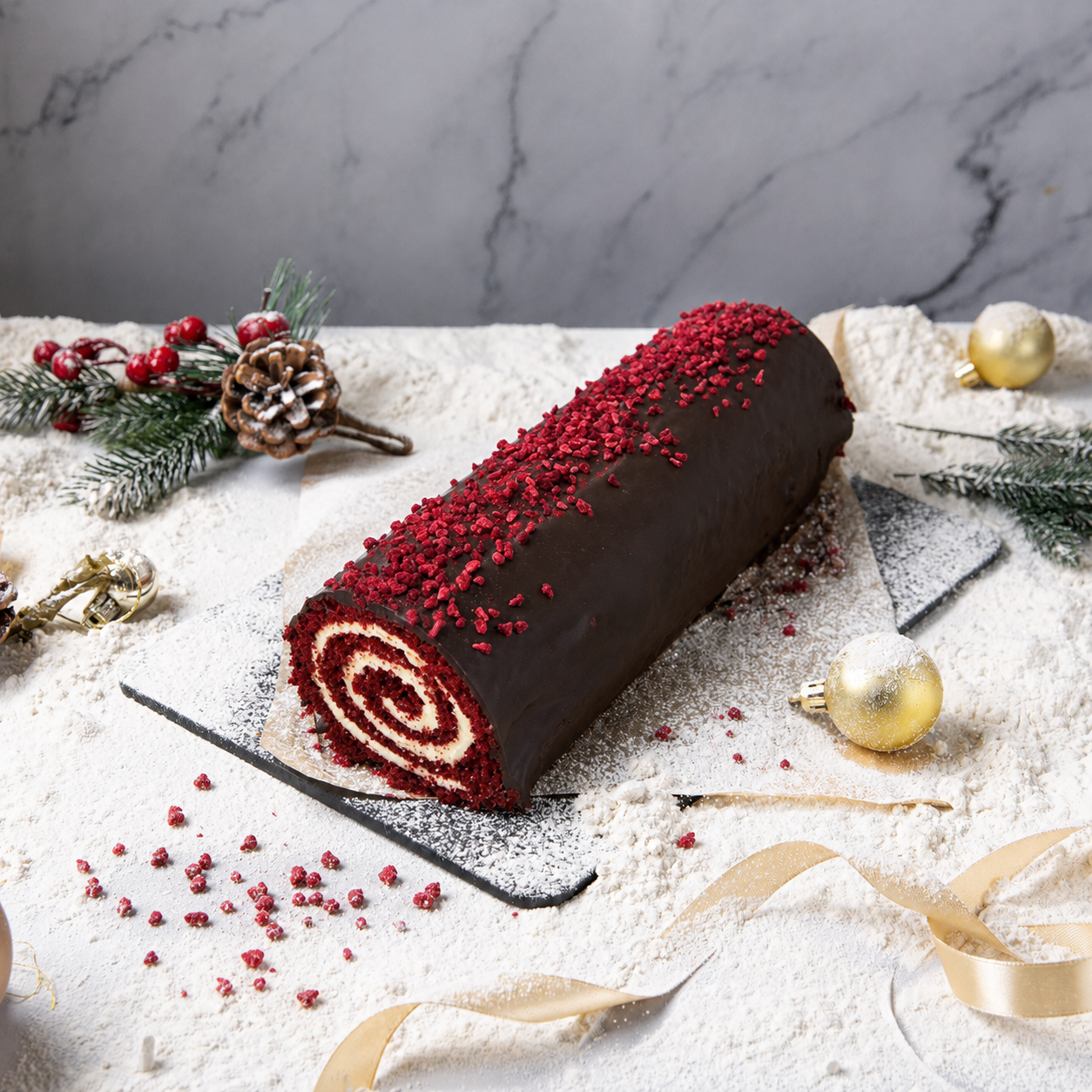 Red Velvet Yule Log