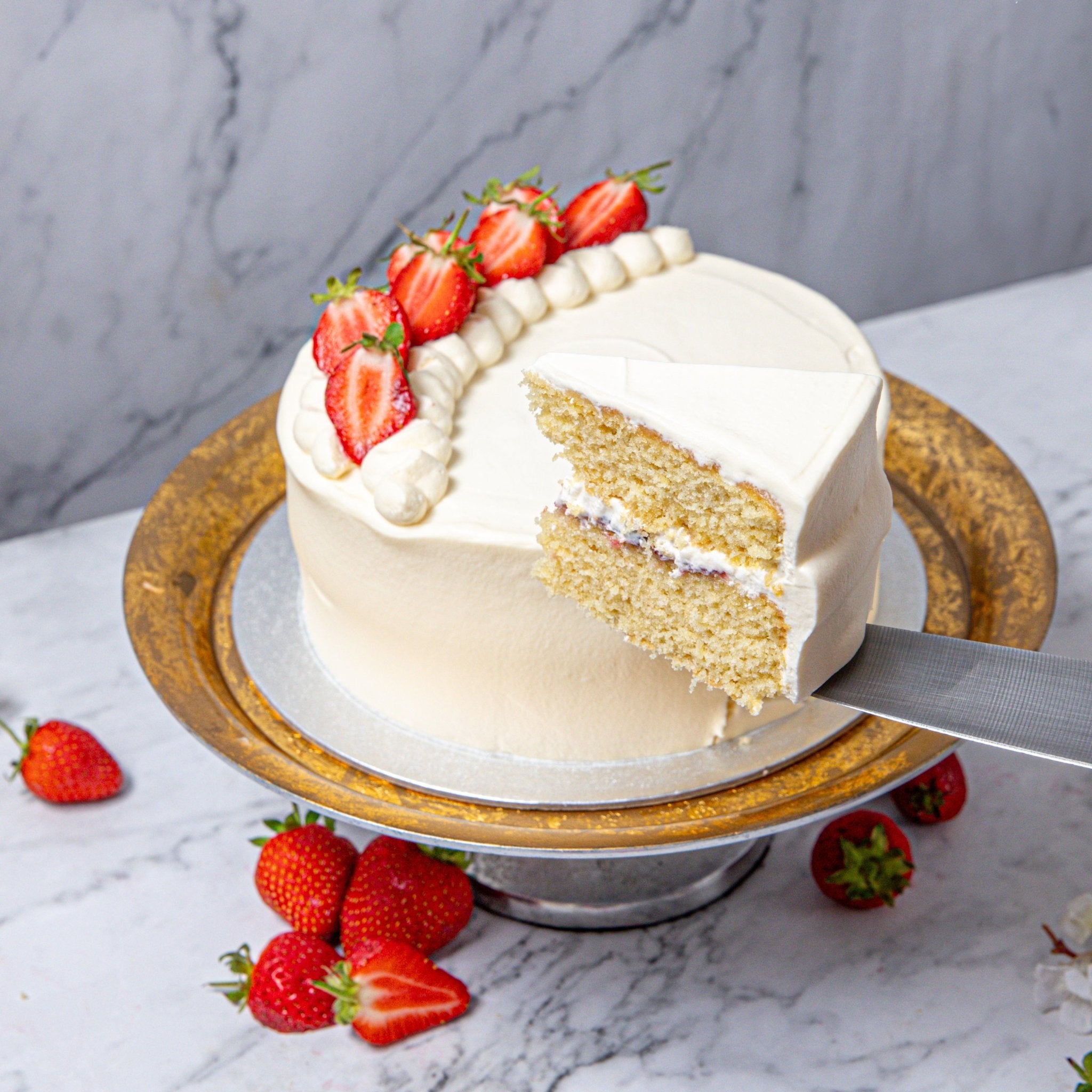 Strawberries & Cream Layer Cake - Jack and Beyond