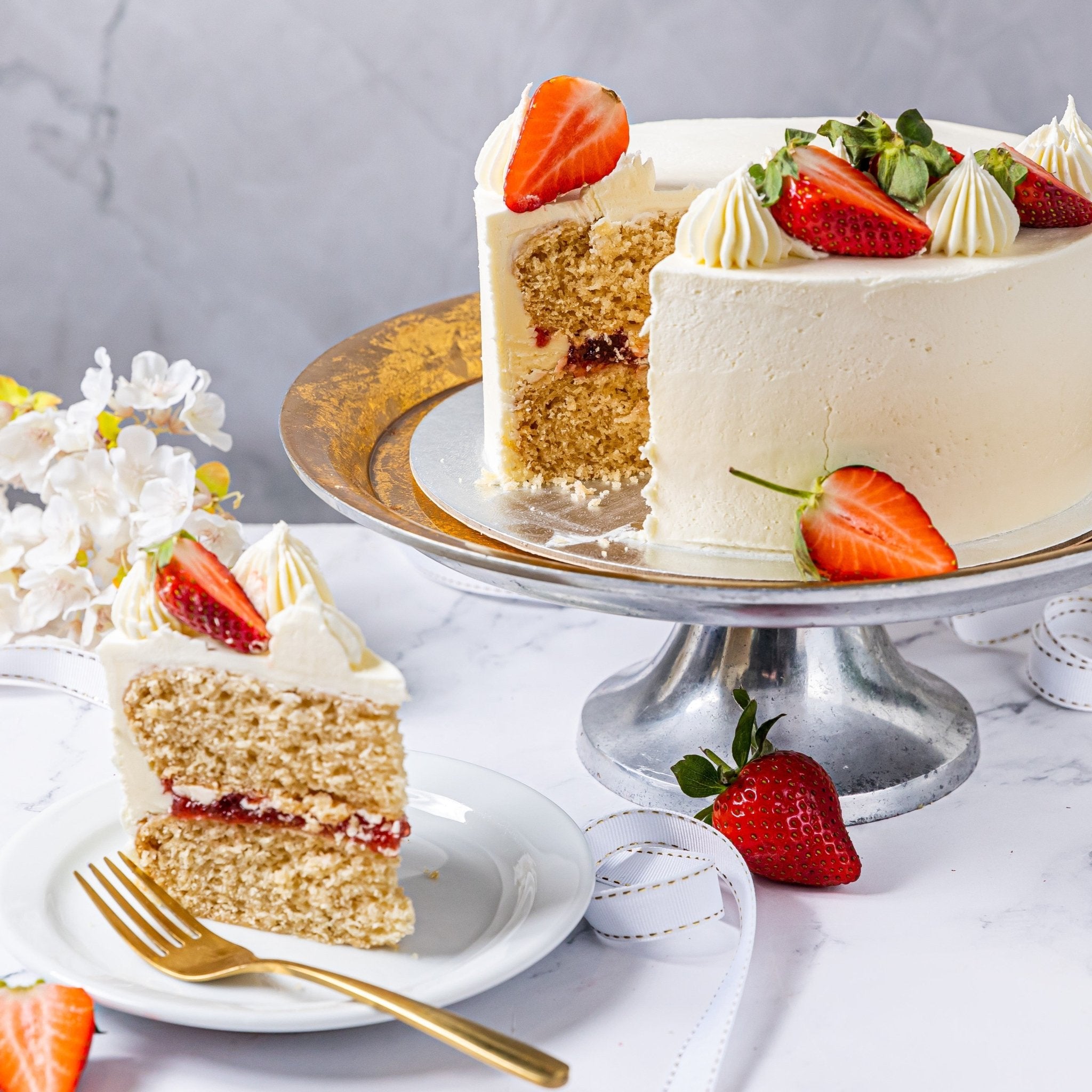 Vegan Frosted Victoria Sponge Cake - Jack and Beyond