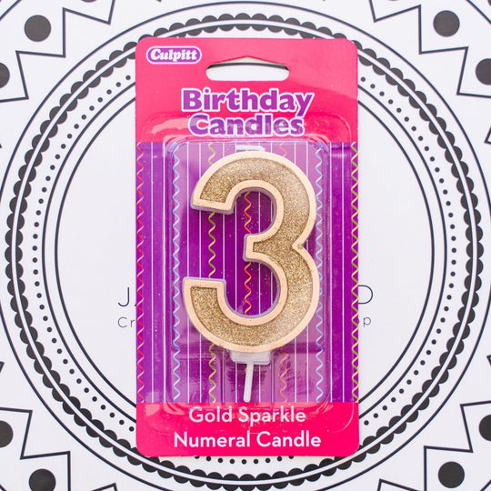 Gold Number Candle - 3