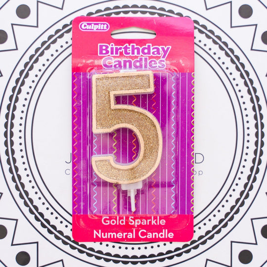 Gold Number Candle - 5