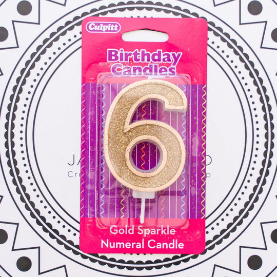 Gold Number Candle - 6