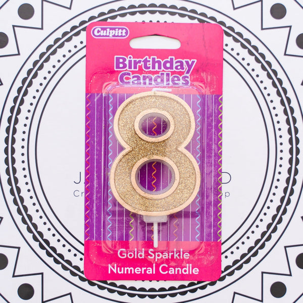 Gold Number Candle - 8 - Jack and Beyond