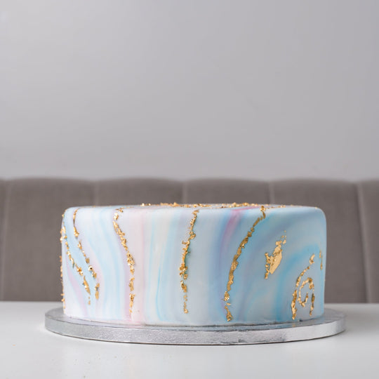 Pastel Marble & Gold Leaf Celebration Cake