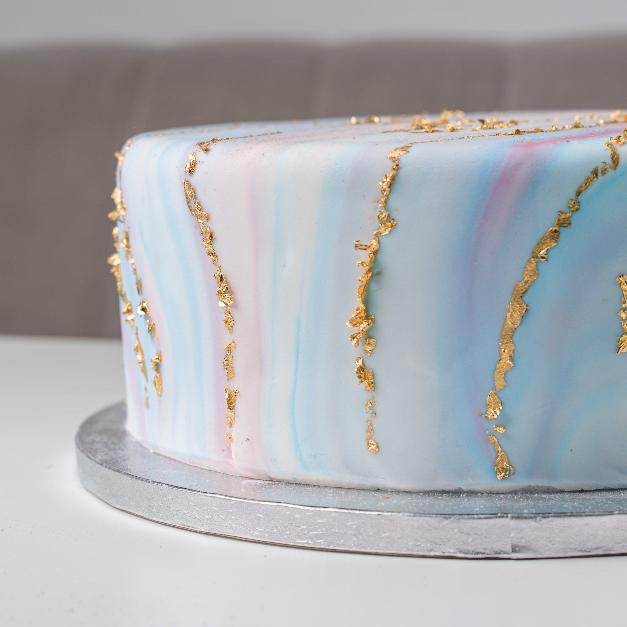 Pastel Marble & Gold Leaf Celebration Cake - Jack and Beyond