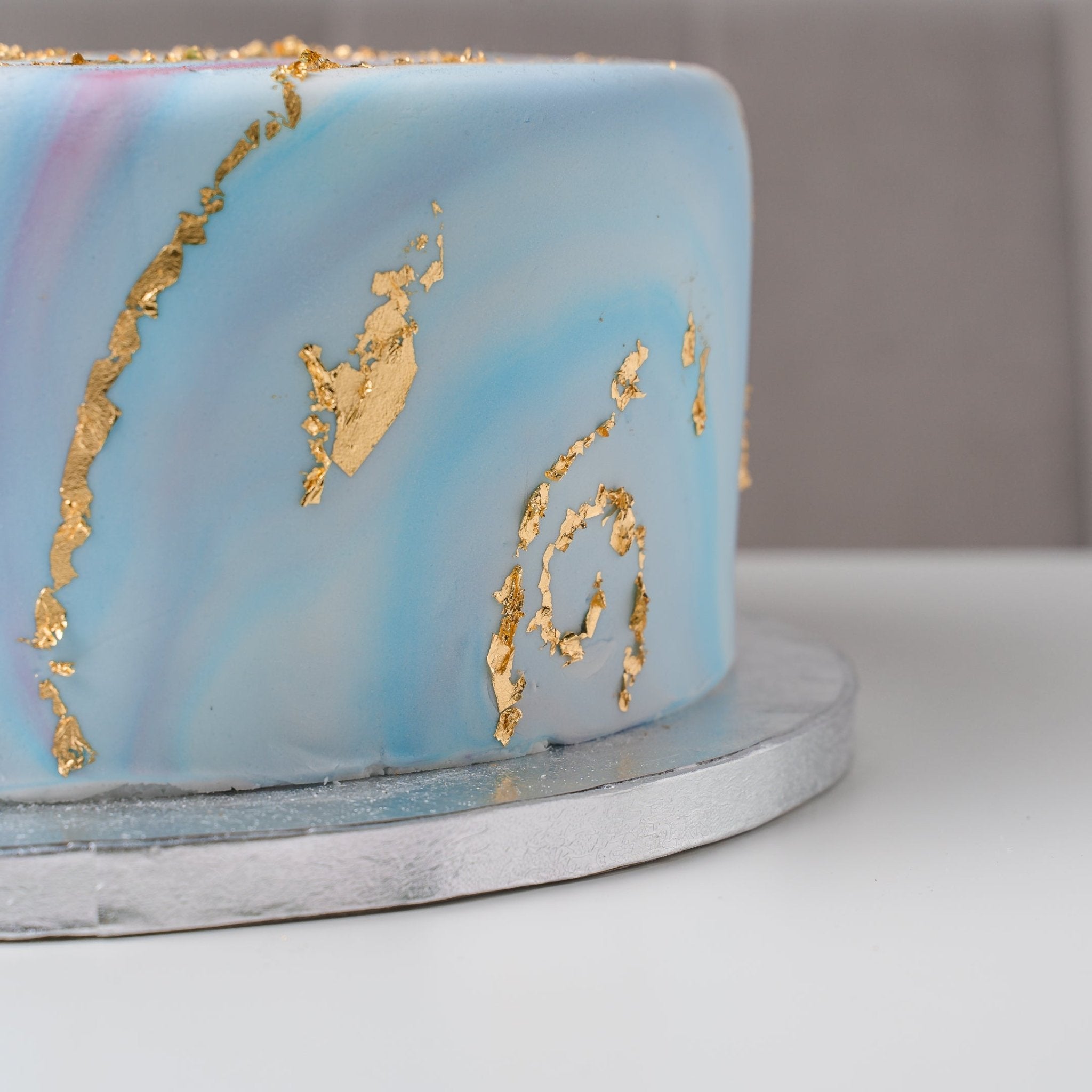 Pastel Marble & Gold Leaf Celebration Cake - Jack and Beyond