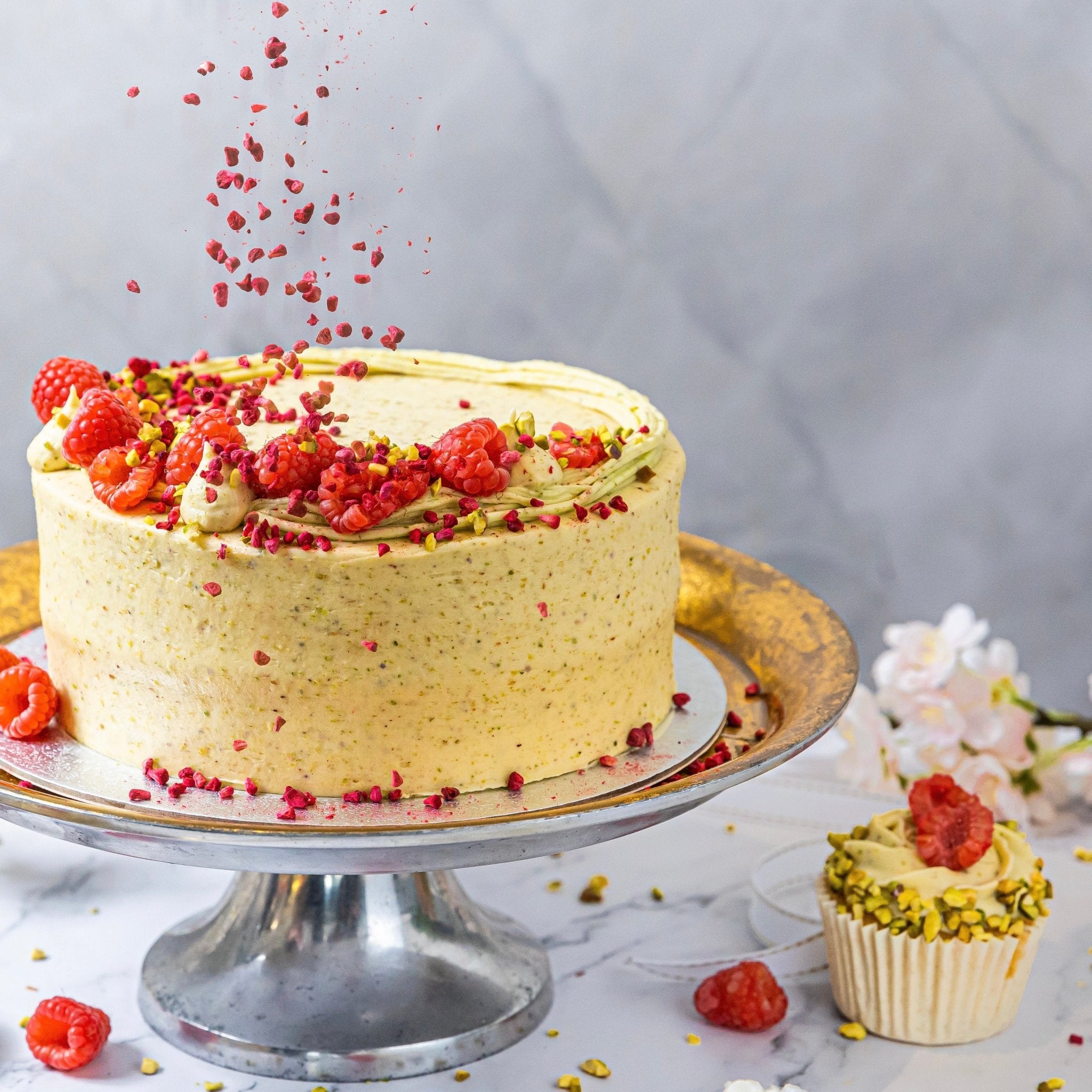 Personalised Pistachio & Raspberry Cake - Jack and Beyond