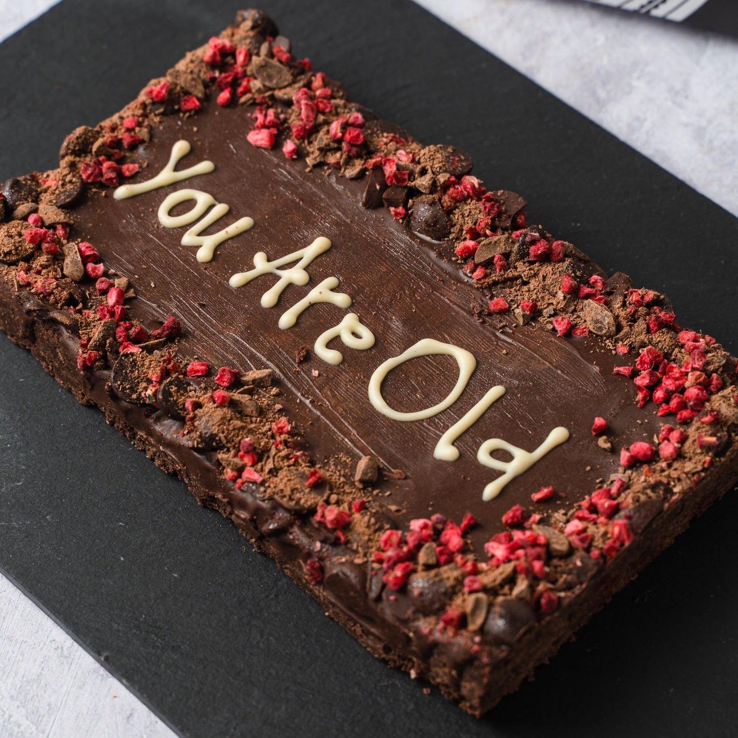 Personalised Vegan Chocolate & Raspberry Brownie Slab - Jack and Beyond