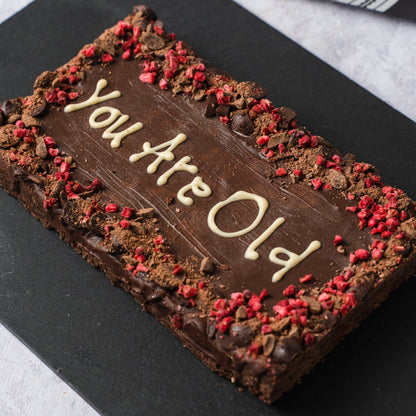 Personalised Vegan Chocolate & Raspberry Brownie Slab - Jack and Beyond