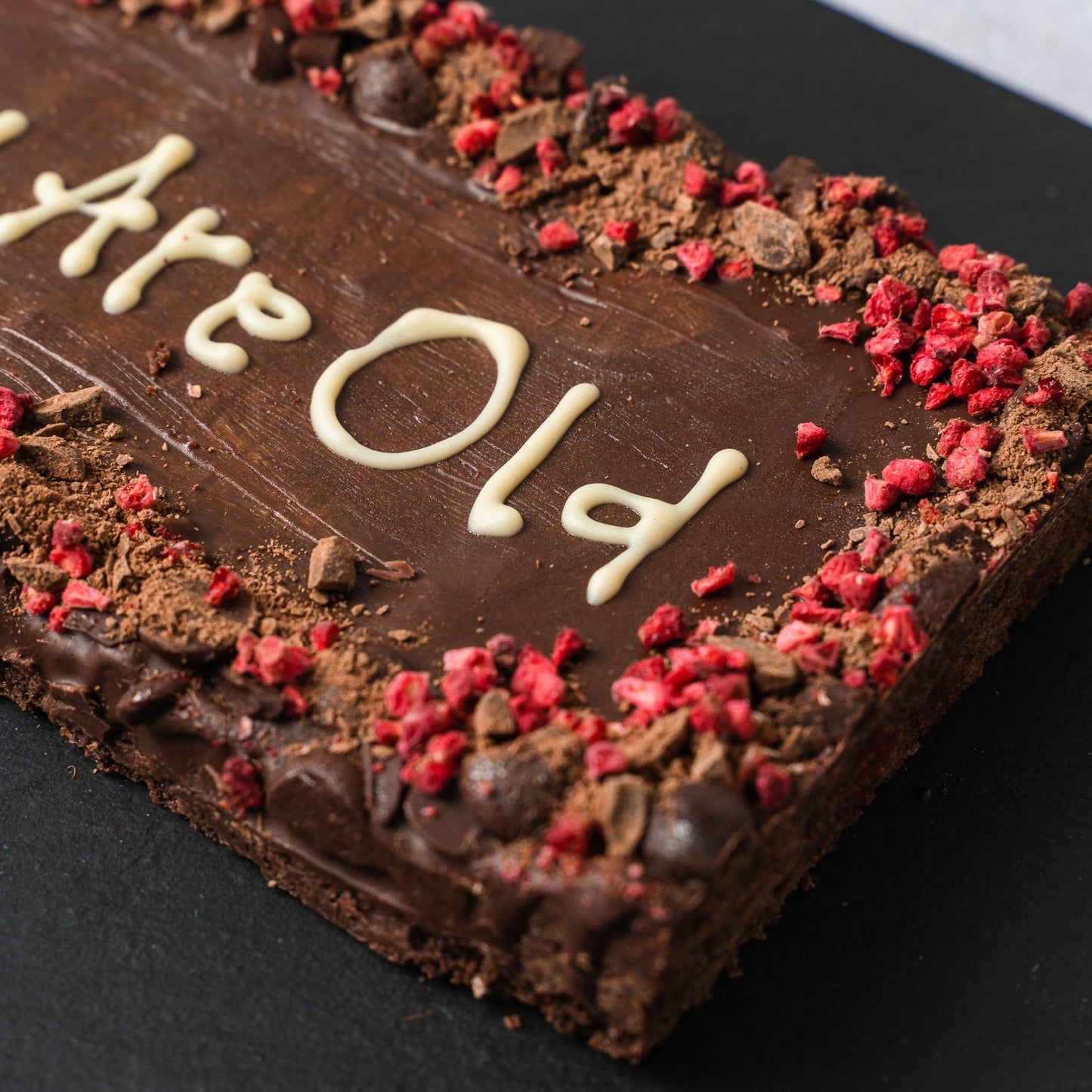 Personalised Vegan Chocolate & Raspberry Brownie Slab - Jack and Beyond