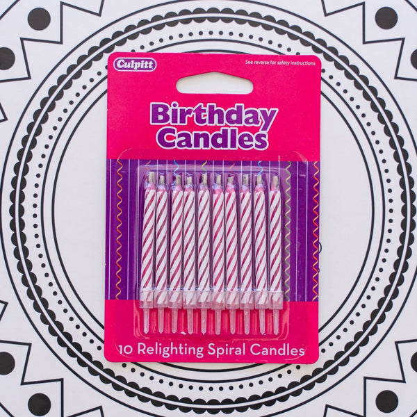 Pink Relighting Spiral Candles -10/pack - Jack and Beyond