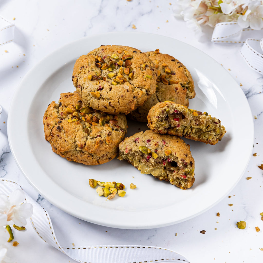 Pistachio & Raspberry Stuffed Cookies - Jack and Beyond