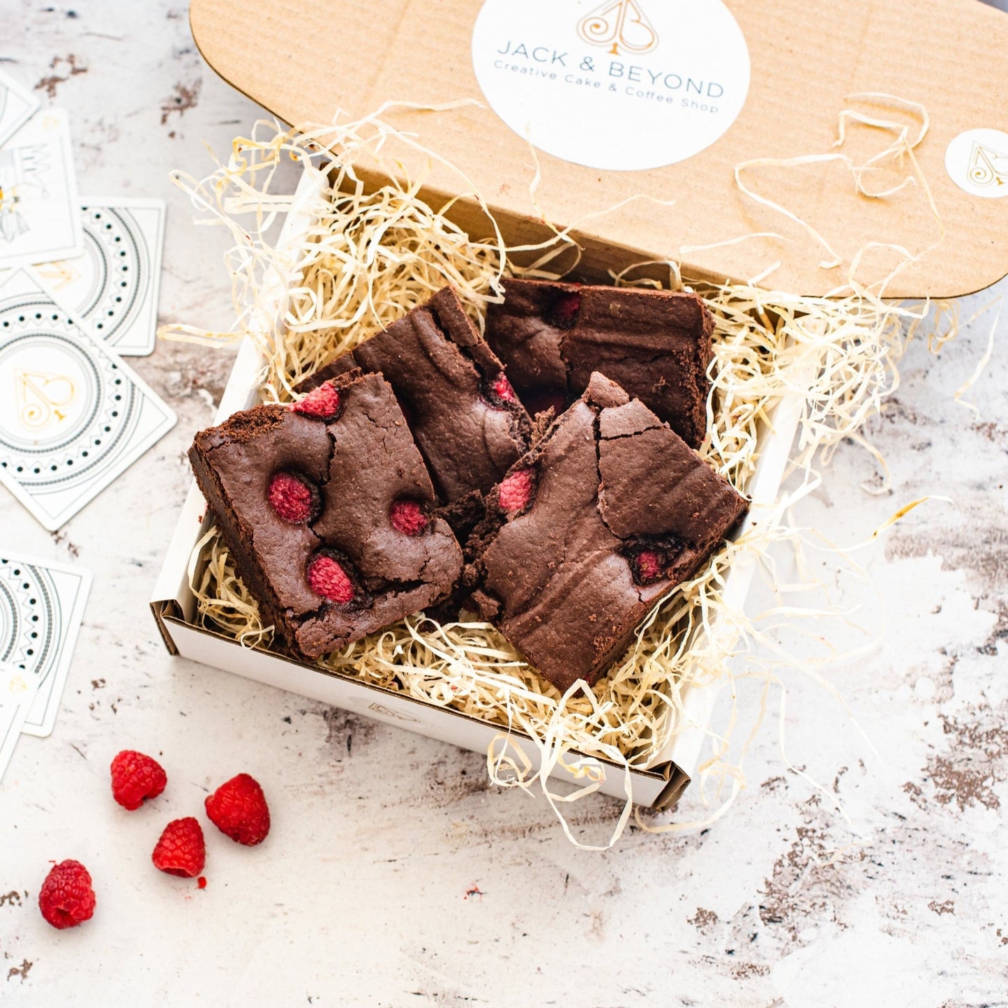 Vegan Chocolate Raspberry Brownie Box of 8 - Jack and Beyond