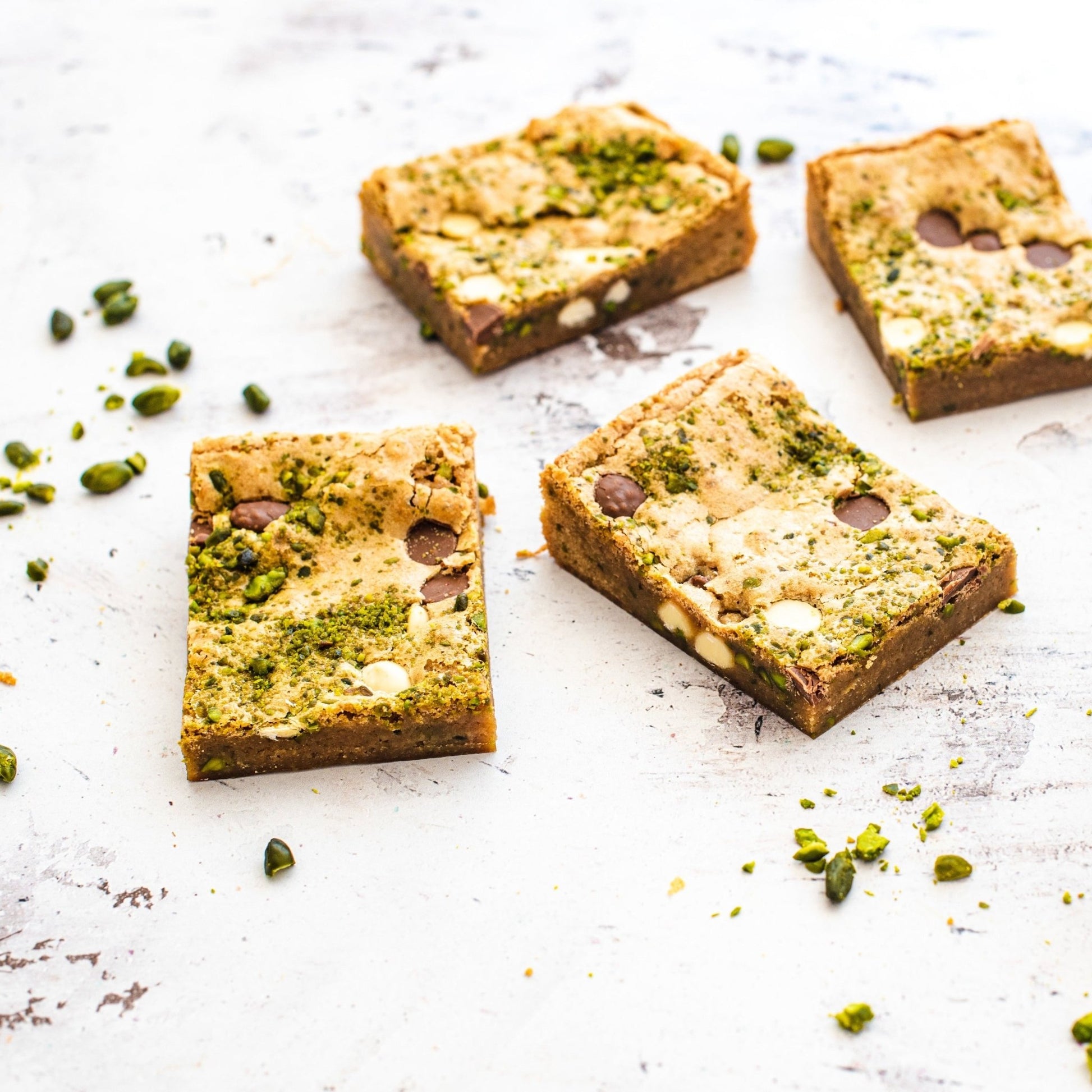 White Chocolate & Pistachio Blondie Box of 8 - Jack and Beyond
