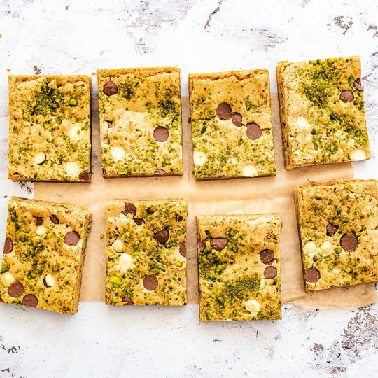 White Chocolate & Pistachio Blondie Box of 8